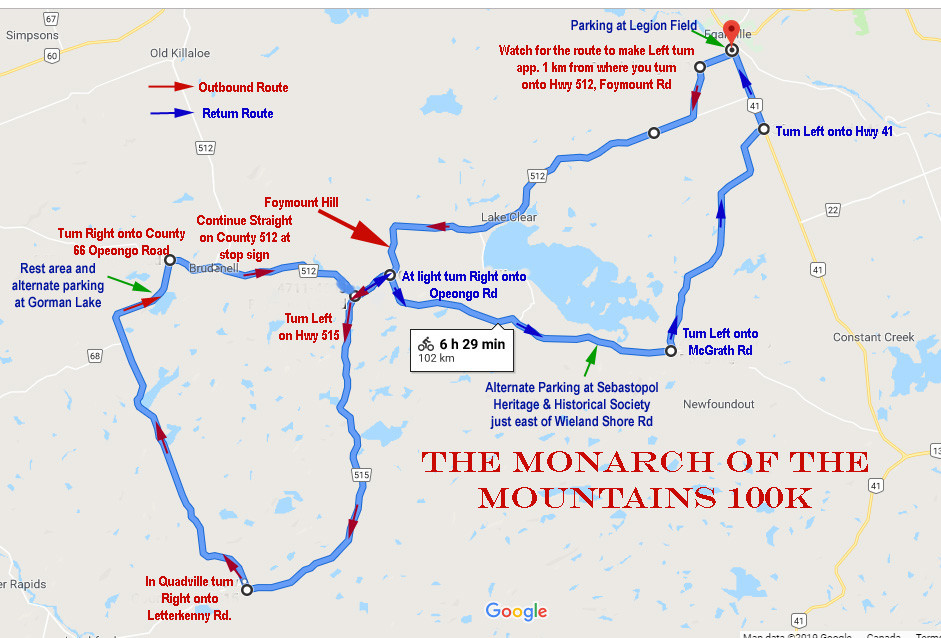 Monarch of the Mountains Map | A map of one of the toughest 100 km rides in Ontario