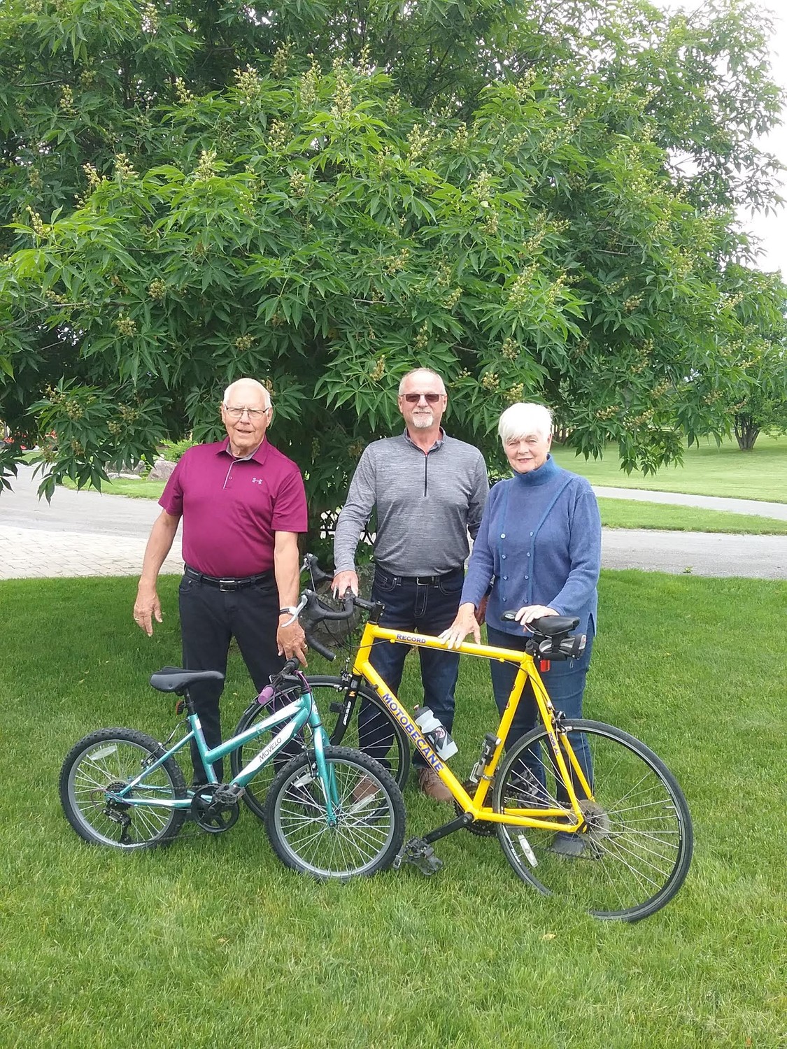 Bike Bank volunteers Howard Metcalfe and Drew Mellon, of Beachburg, and Pat Krose of Forester